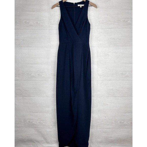 DRESS the Population Ariel Maxi Wrap Dress Small Navy Blue Sleeveless V Neck - Picture 14 of 14